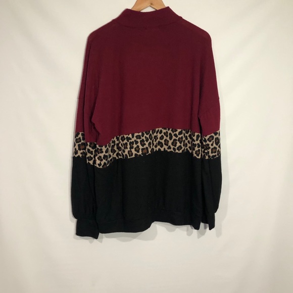 New Riah Fashion ColorBlock Leopard Print Sweater - Picture 7 of 10